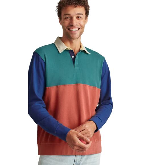 Bonobos Lightweight French Terry Rugby Colorblock Polo Shirt - Picture 1 of 9